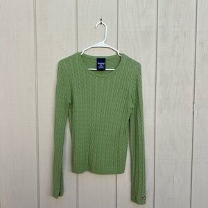 Polo Ralph Lauren Green Cable Knit Sweater 100% Cotton
